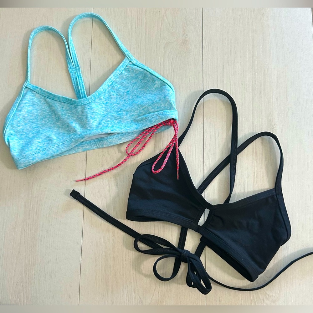 JOLYN Swim 2 Top Bundle - Blue and Black Size Small.